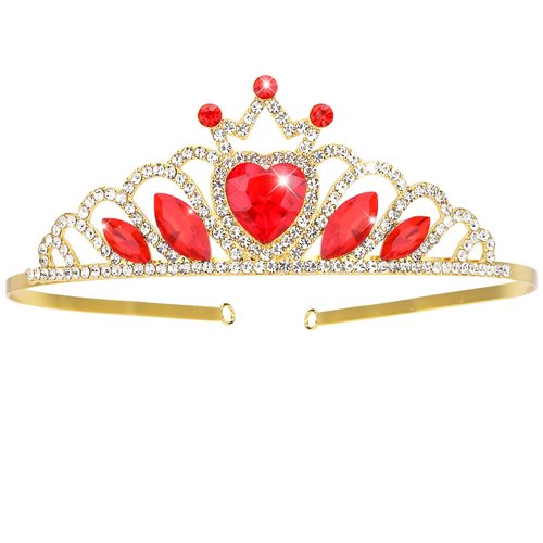 CAVETEE Birthday Crown for Women, Red Birthday Princess Tiara Birthday Headband Happy Birthday Decorations for Birthday Party Halloween…