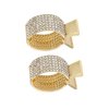 2 Pack Golden High Ponytail Hair Claw Clips Metal High Braids Clips Rhinestone Dress Up Hair Ring for Long Hair Horsetail Buckle Hair Ties Ponytail Hair Cuff Hair Bands (Crystal)