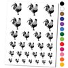 Handsome Rooster Chicken Temporary Tattoo Water Resistant Fake Body Art Set Collection - Black (One Sheet)