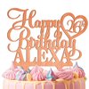 Happy Birthday Customize Birthday Cake Topper Personalized Name Age Cake Topper With Heart Cake Decoration For Party Wood