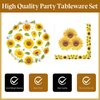 72 Pcs Sunflower Paper Plates and Napkins Party Supplies , Floral Birthday Party Decorations Disposable Party Plates and Napkins Tableware Set for Summer Fall Wedding Baby Shower Serves 24 (Sunflower)
