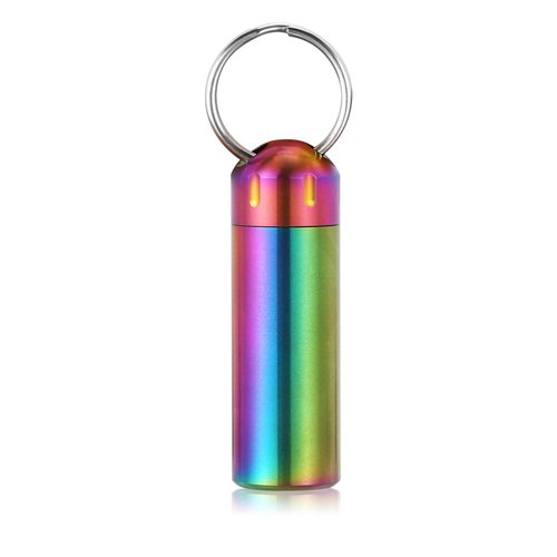 VTAR Pill Organizers, Waterproof Single Chamber Stainless Steel Travel Small Pill Box, Keychain Pill Holder Container for Purse or Pocket