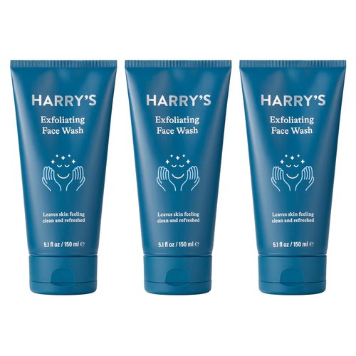 Harry's Face Wash for Men, Gentle Formula with Volanic Rock Natural Exfoliant, Dermatologist Tested, 5.1 Fl. Oz, Pack of 3