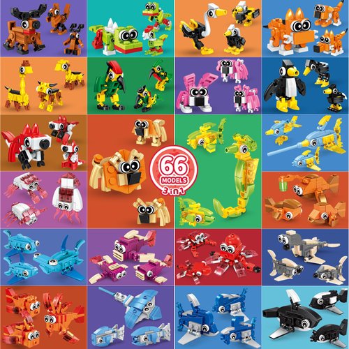 Party Favors for Boys Girls Ages 6 8 10 12, 22 Pack Animals Building Block Toy Stocking Stuffers Classroom Prizes Goodie Bags Building Set, Valentines Day Easter Christmas Birthday Gifts for Kids