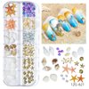 2 Boxes Summer Beach Nail Art Rhinestones Accessories Ocean Theme Shell Starfish Conch Nail Studs Sea Series Nail Art Rivets Charms Supplies for Nail Art Designs DIY Manicure Decoration（1-2）