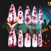 Halloween Blood Press on Nails 24Pcs for DIY Manicure Long Stiletto Glossy Red Blood Acrylic False Nails Bloody Fake Nails Gel Glue on Nails Stick on Nails for Women Girls Vampire Design