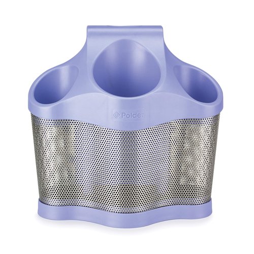 Polder Style Station, Organization for Styling Tools: Hair Dryers,Curling Irons, Straighteners, Brushes, Hang Over Towel Rack, Store Undersink or in Drawer, Periwinkle and Silver