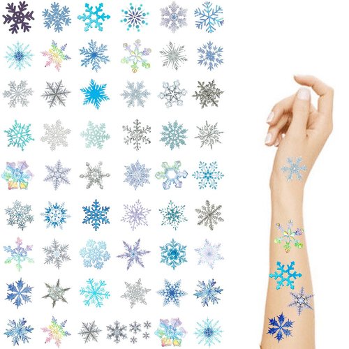 Snowflake Temporary Tattoos Winter Snowflake Sticker Tattoo Glitter Temporary Tattoo Colorful Accessories