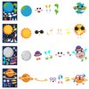 WATINC 45pcs Make Your Own Planet Stickers Games, 9 Planets Solar System Birthday Party Favor Stickers for Kids, DIY Outer Space Make a Face Sticker for Children, Craft Kit Toy for Kids Party Supplies