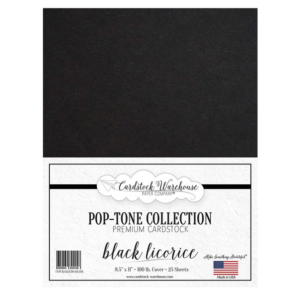 Cardstock Warehouse Pop Tone Black Licorice - 8.5 x 11" - 100 Lb. / 270 Gsm Matte Premium Cardstock Paper - 25 Sheets