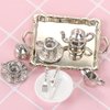 24 Pieces 1:12 Miniature Tea Set Metal Mini Teapot Tiny Tea Cup Mini Doll Plates Knife Fork Spoon Miniature Dollhouse Accessories for Dollhouse