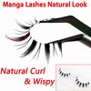 14 Pairs Manga Lashes Natural Look That Look Like Individual Clusters, Anime Short Japanese Spiky Doll False Eyelashes, 7 Styles Mixed Wispy Korean Asian Cosplay Lashes with Clear Band Pack