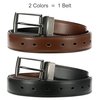 CHAOREN Most Size Boys Reversible Belt Easy to Use, Kids Leather Belt 1.25" Width, Black & Brown (Cognac) Dress Belt with Gift Box