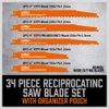 HORUSDY 34-Piece Reciprocating Saw Blades Set, Metal & Woodcutting Saw Blades, Sawzall Blades with Pouch.