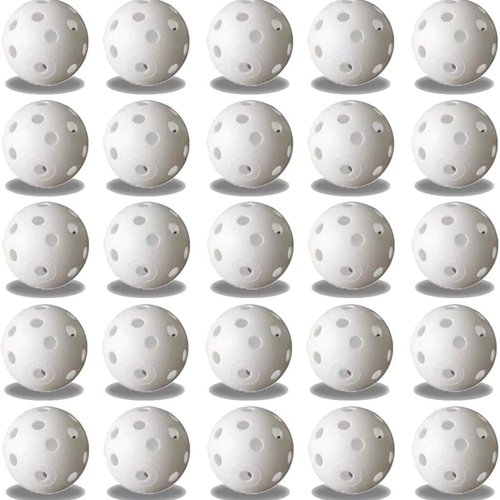 FUNZON Practice Golf Balls, 25 Pack Plastic Airflow Hollow Golf Balls for Driving Range, Swing Training, Lightweight, Training Golf Balls Indoor/Outdoor Use (White)