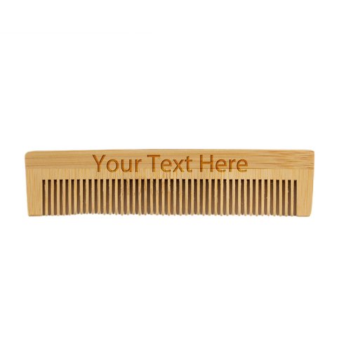 Personalized Bamboo Hair Comb - Custom Engraved (Pocket Comb)