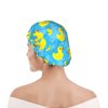 Rubber Duck Shower Cap for Women Reusable Double Layers Waterproof Shower Hair Protector PEVA Lined Shower Hat for All Long Hair Lengths, Stretchy Adjustable Shower Caps