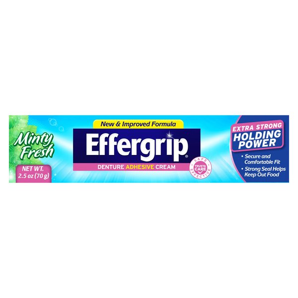 Effergrip Denture Adhesive Cream, Extra Strong Holding Power, 2.5 oz