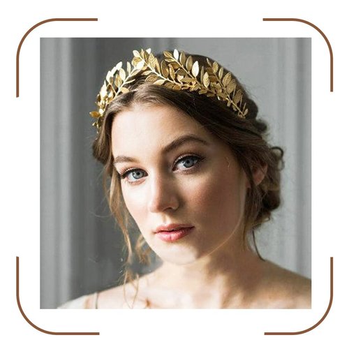 JEAIRTS Leaf Wedding Crown Headband Gold Greek Goddess Headpiece Leaf Bridal Tiara Hair Pieces Headwear Festival Prom Wedding Hair Accessories for Women and Girls