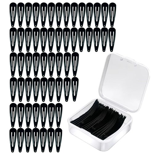 SAMJANE 60 Pack Black 2 Inch Barrettes Women Metal Snap Hair Clips For Girls Kids Teens Hair Accessories
