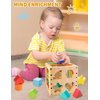AMAWOOD Montessori Toy for Toddlers, Shape Sorter for Baby, Wooden Shape Sorting Cube with 8 Rattling Blocks Baby Toys, Educational Learning Toy, Best Gift for Your Baby Boy Girl