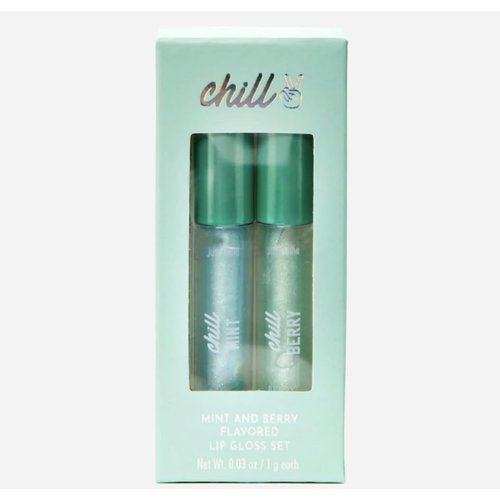 Generic Lip Gloss Duo Mini, Set of 2, Mint & Berry, Green/Blue