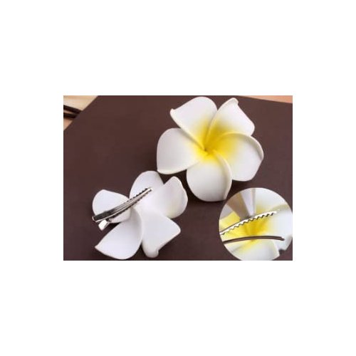 Hawaiian Flower Hair Clips Plumeria Hair Barrettes Clip for Women Girls White Floral Hairpins for Summer Beach Hair Accessories 3pcs
