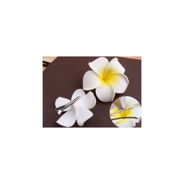 Hawaiian Flower Hair Clips Plumeria Hair Barrettes Clip for Women Girls White Floral Hairpins for Summer Beach Hair Accessories 3pcs