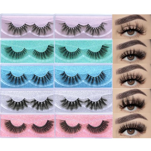 APCYUST Lash Wholesale Wispy False Eyelashes 3D Mink Eyelash 10 Pairs 5 Styles Fluffy Fake Lashes Bulk with Individual Case