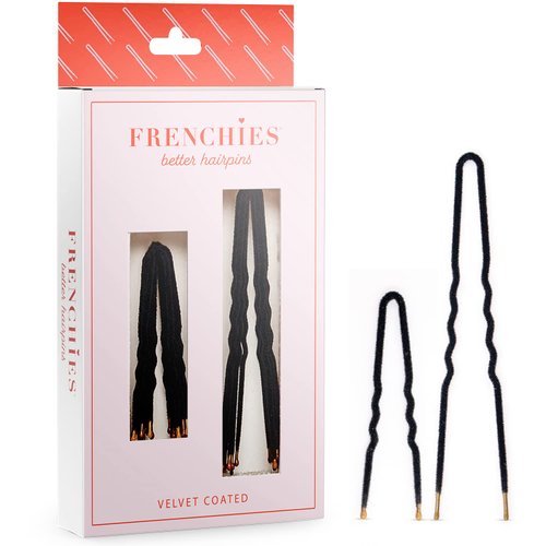 Frenchies Ultra Flocked Extra Soft French Twist Hair Pins for Women, Girls, Teens Buns, Wedding Hair Accessories, Womens Updo Hairstyles, Hair Extensions or Wig, 20 Count, Black