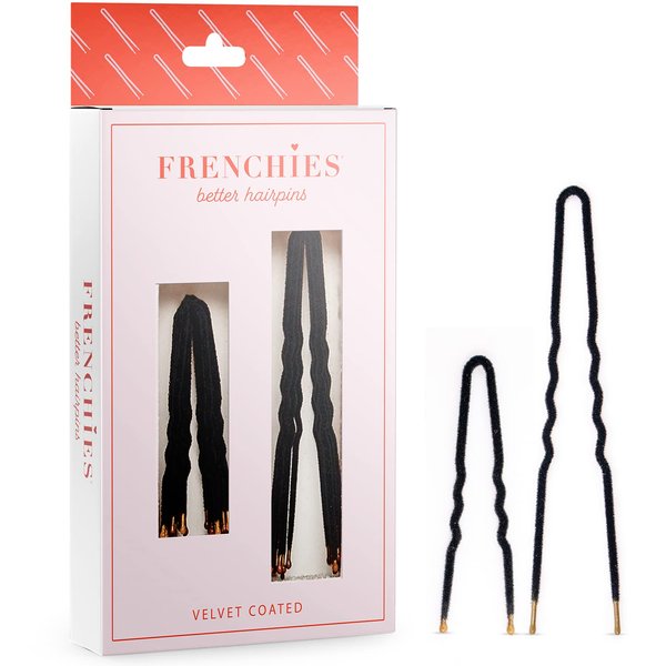 Frenchies Ultra Flocked Extra Soft French Twist Hair Pins for Women, Girls, Teens Buns, Wedding Hair Accessories, Womens Updo Hairstyles, Hair Extensions or Wig, 20 Count, Black