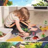 Sratte 26 Pcs Mini Dinosaur Figures Set Miniature Plastic Dinosaur Figurines Small Realistic Dinosaurs Volcano Toys Model Trees for Birthday Cake Topper Diorama Project Decorations(Tray Not Included)