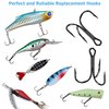 Fishing Treble Hooks Kit High Carbon Steel Hooks Strong Sharp Round Bend for Lures Baits Saltwater Fishing 110pcs/box Mixed 6 Size 4 6 8 10 12 14