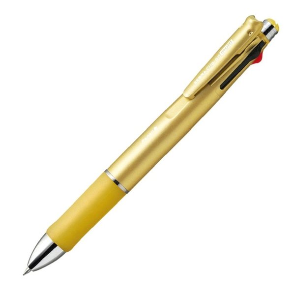 Zebra Clip-on multi 1000S Multifunctional Pen, 4 Color 0.7 mm Ballpoint and 0.5 mm Mechanical Pencil, Gold Barrel (B4SA3-GO)