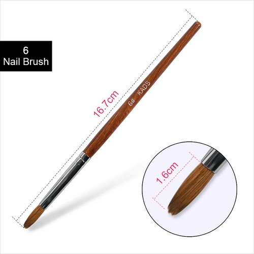 KADS Kolinsky Sable Acrylic Nail Art Brush Red Wood Pen Nail Brush for Nail Art Manicure Tool (8#)
