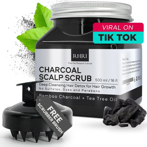 16 fl oz Sulfate-Free Charcoal Scalp Scrub with Bamboo Charcoal &amp; Tea Tree Oil | Exfoliating Hair...