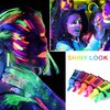 Fusang Glow in the Dark Face Body Paint,Washable Neon Face Body Paint,Black Light Face Makeup for Party Halloween Christmas Cosplay Masquerade Etc 0.48oz Set of 12 Tubes(12 colors)
