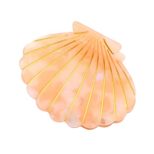 Fantasy Sea Shell Hair Clip,Acetate Hair Clip,Small Claw Clip for Women,Orange, 1 Count (Pack of 1)
