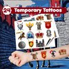 48 Medieval Knight 24PCS Medieval Knight Temporary Tattoos Sticker 24PCS Slap Bracelets Perfect for Themed Birthday Party Favors Baby Showers or Classroom Rewards Ideal Decor and Gifts