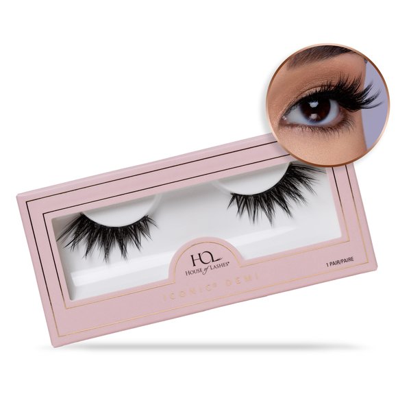 House of Lashes Iconic Demi - Comfortable Fake Eyelashes for Bold Cat-Eye Look look, Easy and Reusable Faux Mink Lashes for All Eye Shapes