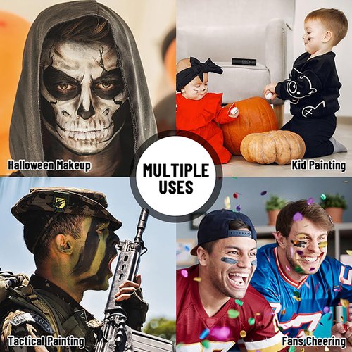 Joyeee Eye Black Stick for Sports, 6Pcs Face Paint Stick, Eyeblack Stick for Football Baseball, for Sports/Clown Makeup/Halloween/Costume Parties Accessories, Black/White/Green/Blue/purple/Orange