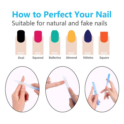 Longluosi 3 Pack Glass Nail Files with Case, Ultra Quality Professional Fingernail Files, Double Sided Premium Nail Filer for Natural Nails, Pedicure Nails, Artificial Nails, Fake Nails