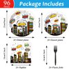 96 PCS Super Theme Hero Party Plates Napkins Hero Themed Party Tableware Hero Action Sign Disposable Paper Plates Napkins Happy Birthday Party Decorations Supplies Favors for 24 Guests