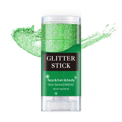 Melemando Body Glitter Stick 7 Colors Holographic Mermaid Sequins Chunky Face Glitter Stick Singer Concerts or Music Festival Rave Glitter Makeup for Face/Body/Hair/Eyes/Lip (06 Green)