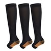 3Pairs Open Toe Toeless Compression Socks(15-20mmHg) for Men and Women Support Stocking(Black, S/M)