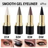 evpct 4Pcs Black Silver Grey Brown Gel Eyeliner Pencil Eye Black Face Paint Sticks Makeup Set, Natural Black Eyeliner Cream Waterproof Crayon Eyeliner Pencil Tool delineador de ojos contra el agua