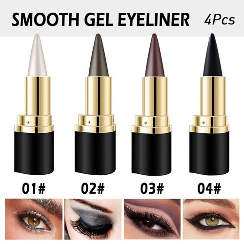 evpct 4Pcs Black Silver Grey Brown Gel Eyeliner Pencil Eye Black Face Paint Sticks Makeup Set, Natural Black Eyeliner Cream Waterproof Crayon Eyeliner Pencil Tool delineador de ojos contra el agua