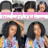 Glueless Bob Wigs Human Hair Pre Plucked Pre Cut Deep Wave Short Curly Human Hair Wigs Wear and Go Glueless Wigs 180% Density Lace Front Wigs for Black Women 4x4 Lace Closure Human Hair Wig 10 Inch
