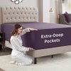 Empyrean Cal King Sheets deep Pocket Fitted - Purple California King Fitted Sheet, Soft Cal King Fitted Sheet Only for 18 to 24 Inch Mattresses, Fitted Sheet California King with Corner Straps