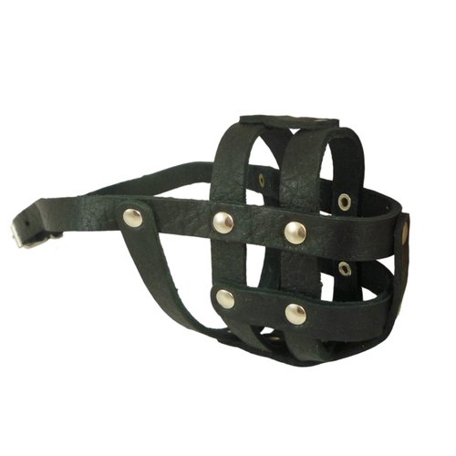 Real Leather Dog Basket Dog Muzzle #1 Black - Spaniel, Poodle, Schnauzer (Circumference 10", Snout Length 3.5")